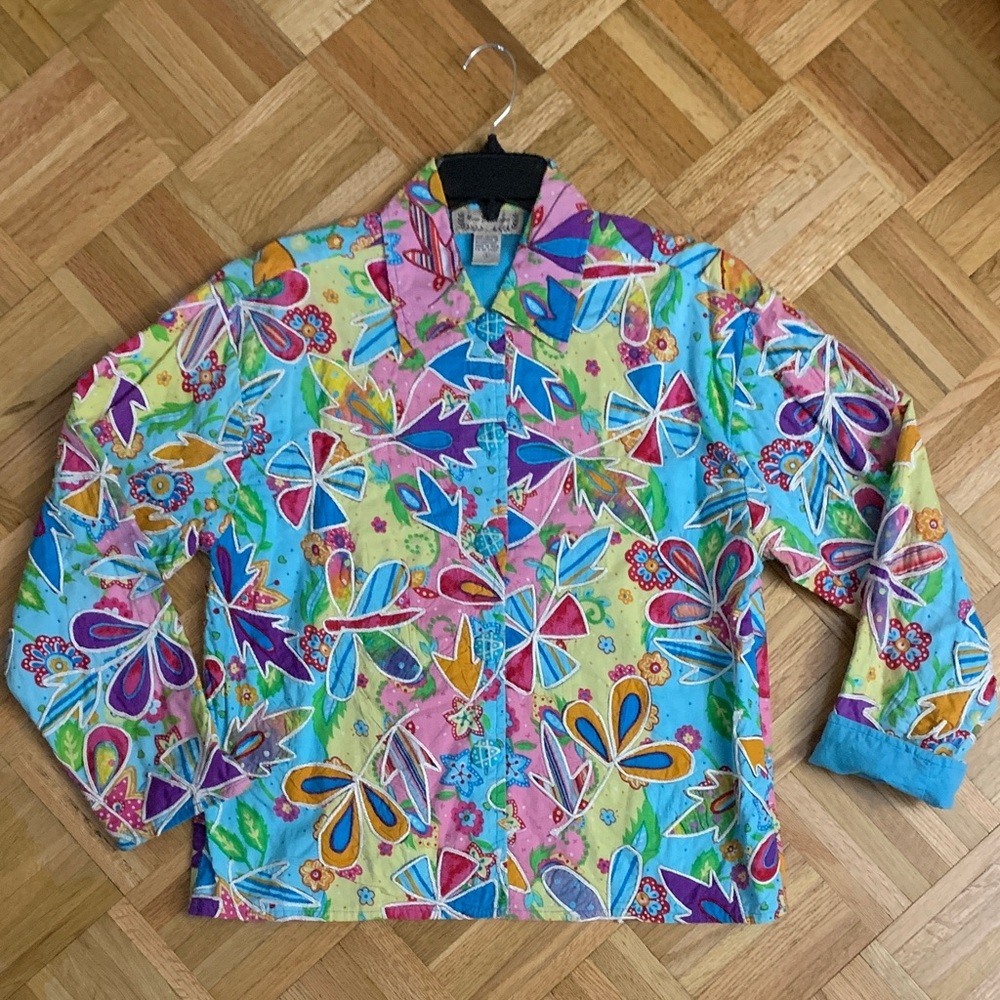 RETRO Embroidered Jacket - Button Front - Pockets - Women’s Size Small